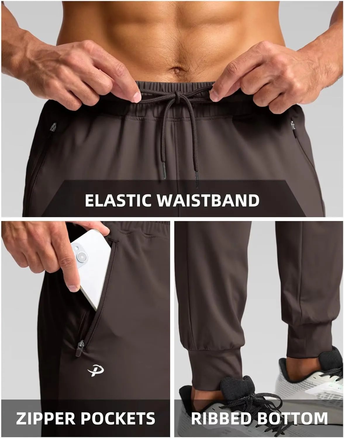 Pudolla Men's Lightweight Sweatpants with Pockets Ultra 4-Way Stretch Joggers Gym Workout Runing Athletic Track Pants