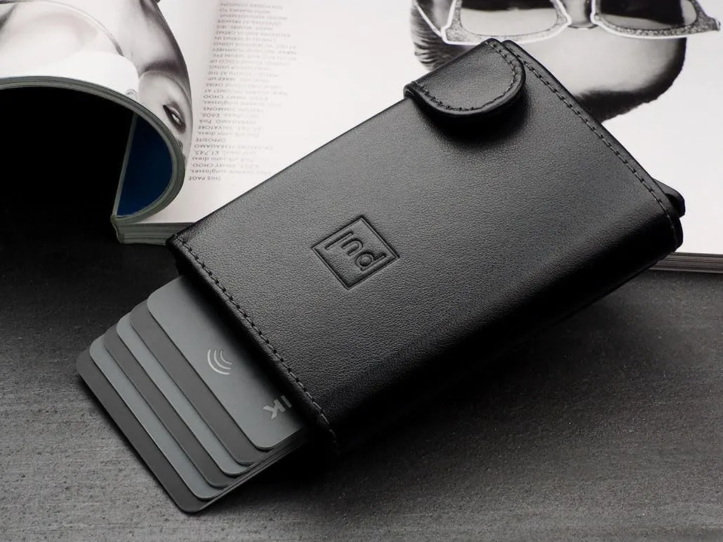 pularys Mini Wallet LONDON - Credit Card Holder Made of Italian Leather - RFID blocking - Up to 9 Card Slots - Coin Pocket - For Men and Women - Classic Design