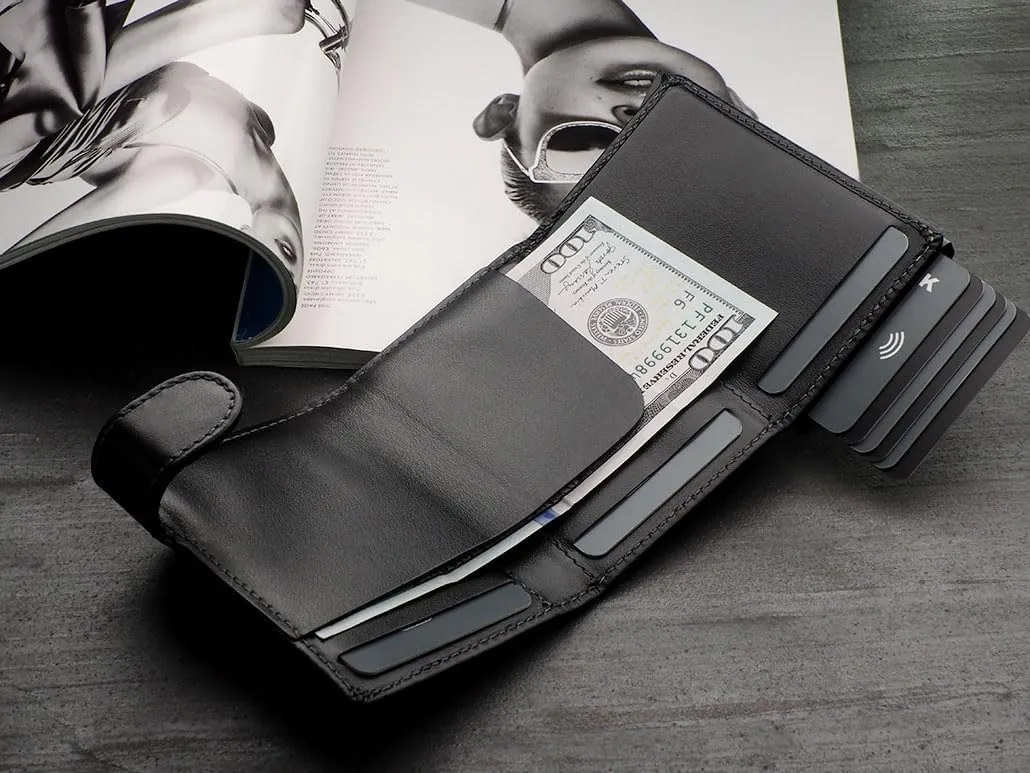 pularys Mini Wallet LONDON - Credit Card Holder Made of Italian Leather - RFID blocking - Up to 9 Card Slots - Coin Pocket - For Men and Women - Classic Design