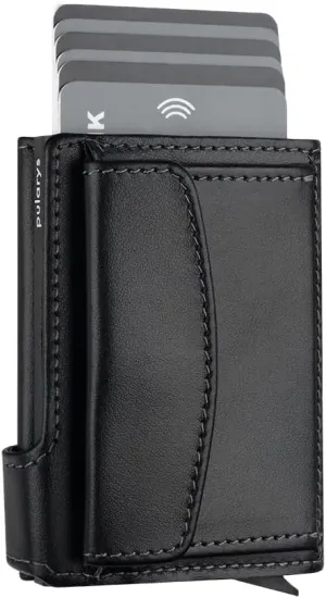 pularys Mini Wallet LONDON - Credit Card Holder Made of Italian Leather - RFID blocking - Up to 9 Card Slots - Coin Pocket - For Men and Women - Classic Design