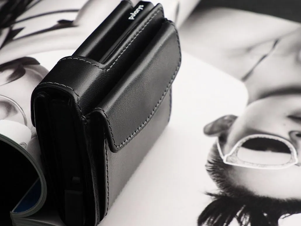 pularys Mini Wallet LONDON - Credit Card Holder Made of Italian Leather - RFID blocking - Up to 9 Card Slots - Coin Pocket - For Men and Women - Classic Design