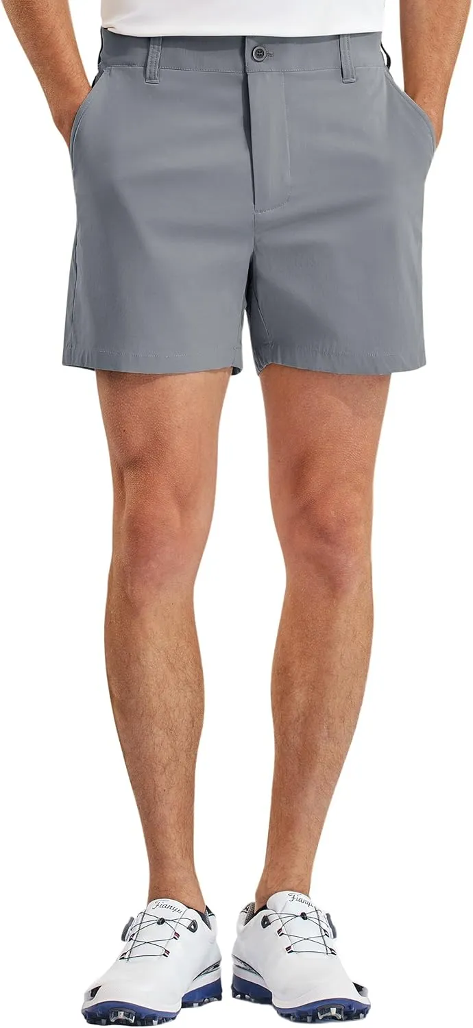 PULI Golf Shorts Men Relaxed Fit Stretch Dress Lightweight Casual Waterproof Travel Quick Dry Summer Shorts 5 Inch Inseam
