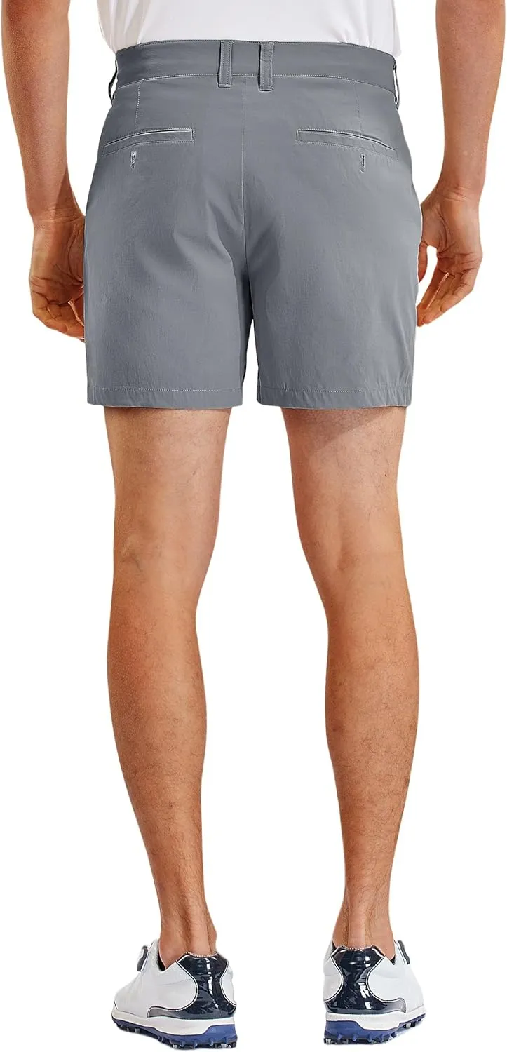 PULI Golf Shorts Men Relaxed Fit Stretch Dress Lightweight Casual Waterproof Travel Quick Dry Summer Shorts 5 Inch Inseam