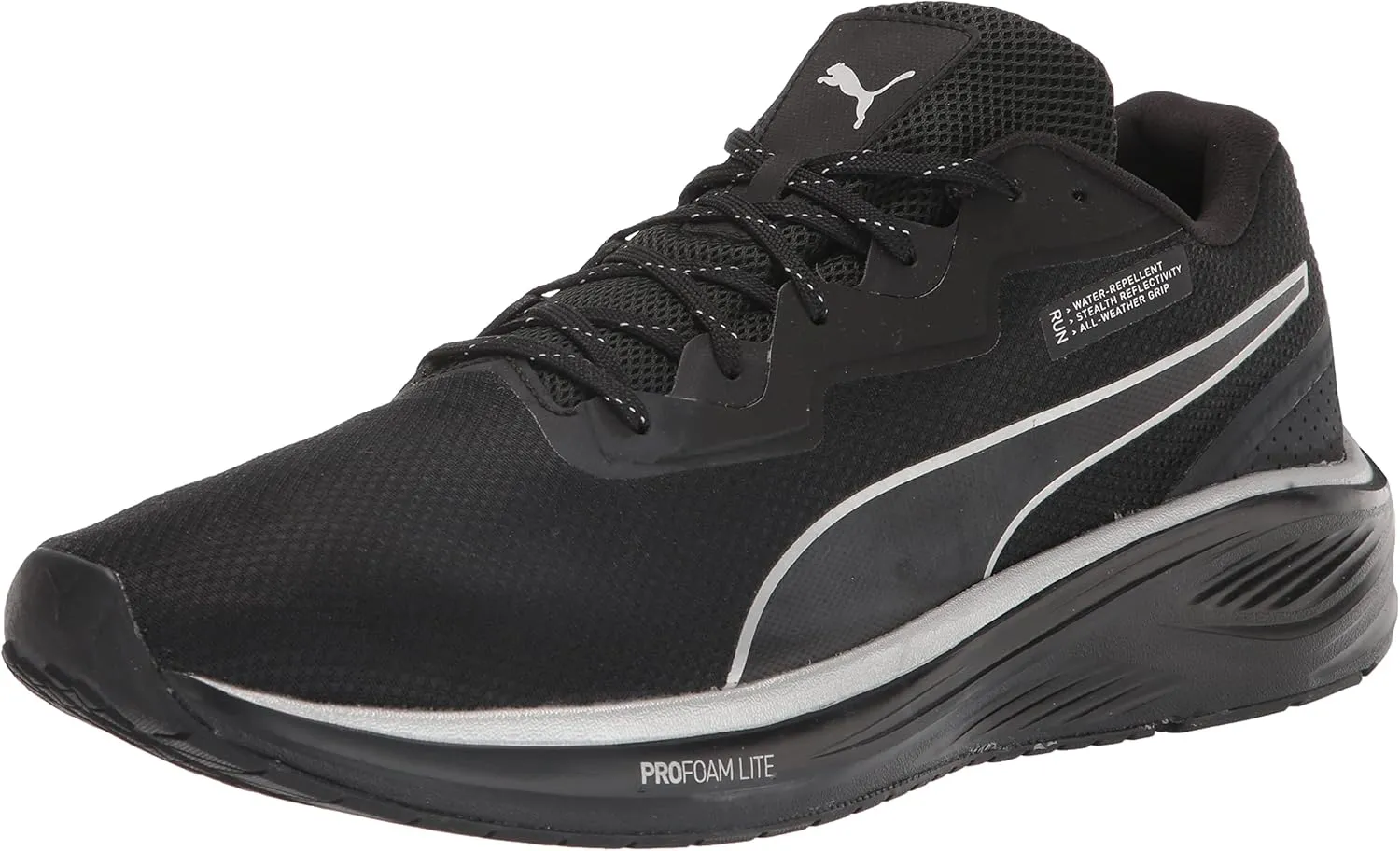 PUMA Men's Aviator Winter Running Shoe, Black Silver, 10.5