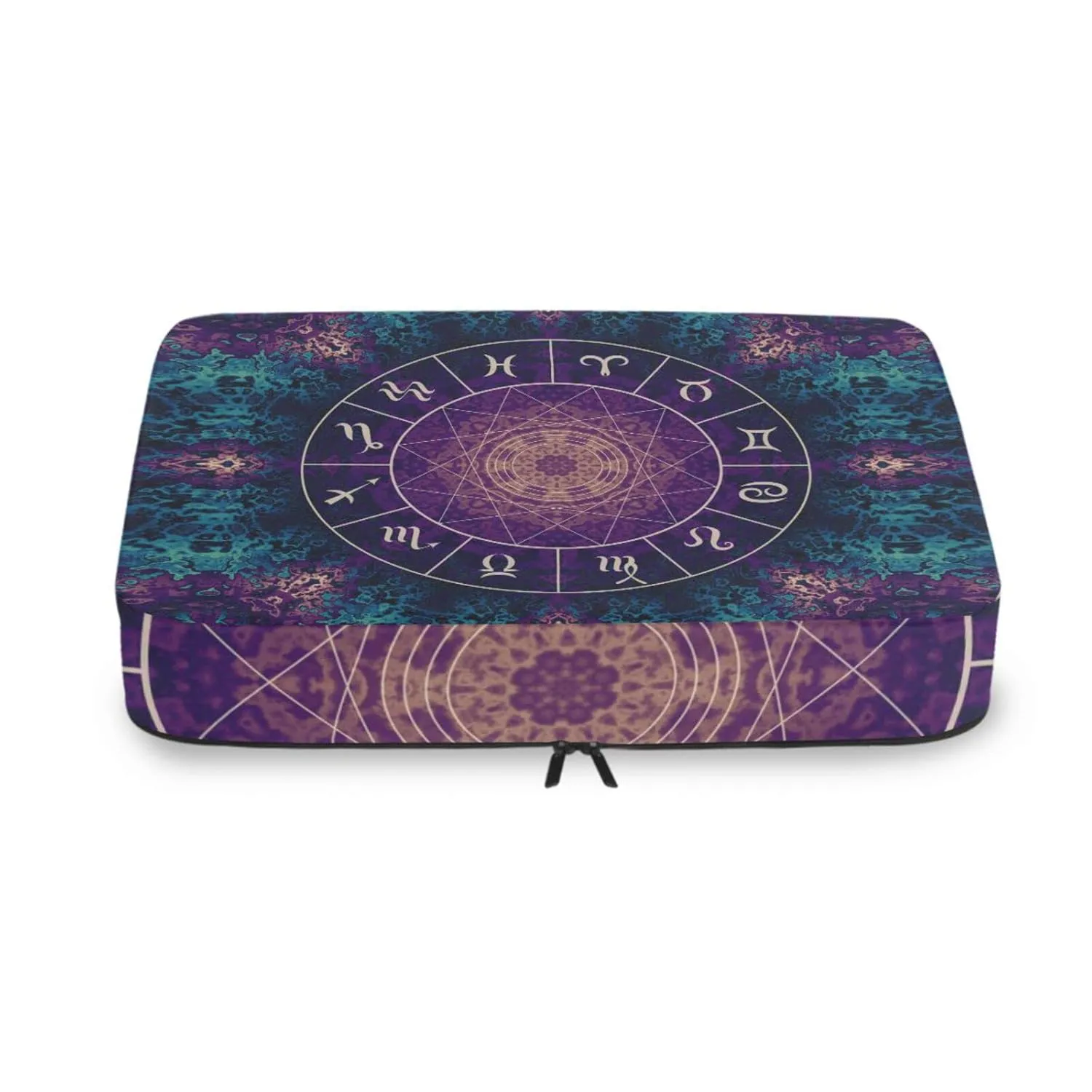 Purple Magic Circle with Zodiacs Sign on Abstract Mystic 4 Set Packing Cubes, Travel Packing Organizers, 600D Oxford Cloth Toiletry Storage Bag, Luggage Mesh Bags for Accessories