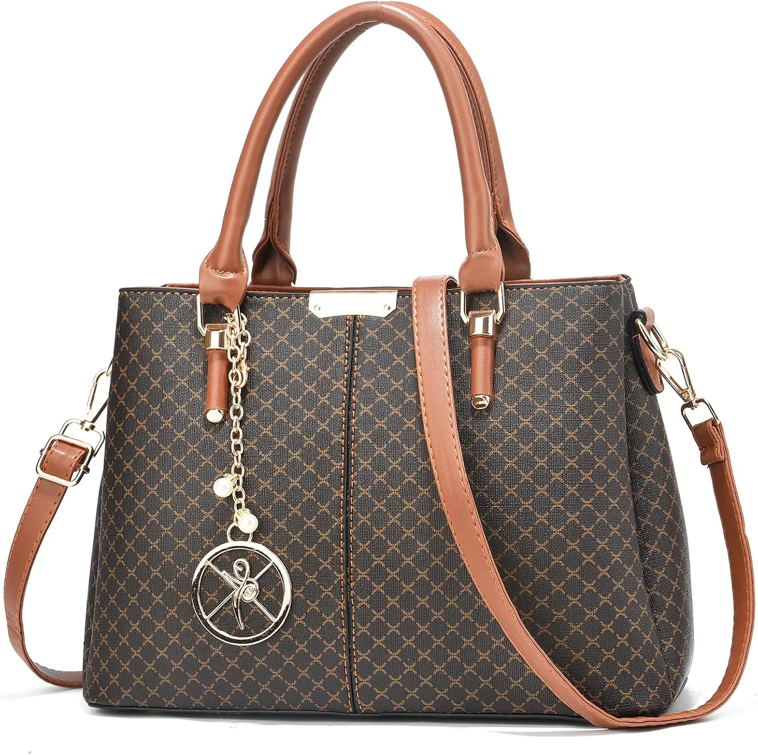 Purse and Handbags for Women, 3 Zip Compartments Tote Bag Designer Shoulder Purse Top Handle Satchel Bags