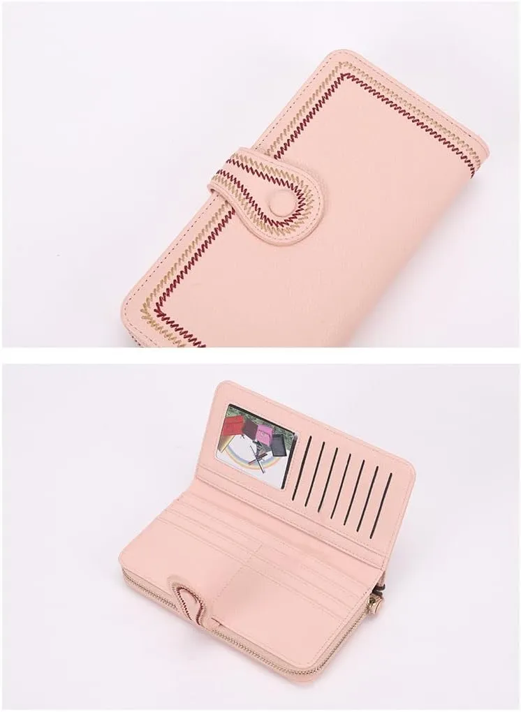 Purse For Women Authentic Wallet Credit Card Holder with Large Capacity Wristlet (Black)