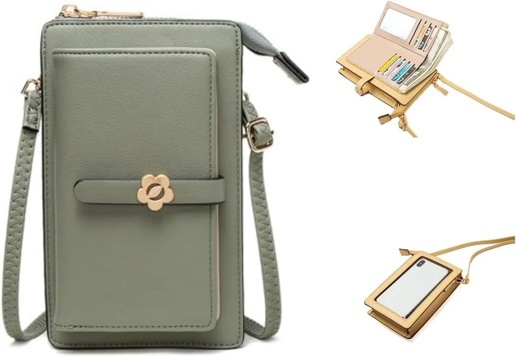 Purse For Women Authentic Wallet Credit Card Holder with Large Capacity Wristlet (Green)