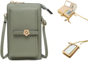 Purse For Women Authentic Wallet Credit Card Holder with Large Capacity Wristlet (Green)
