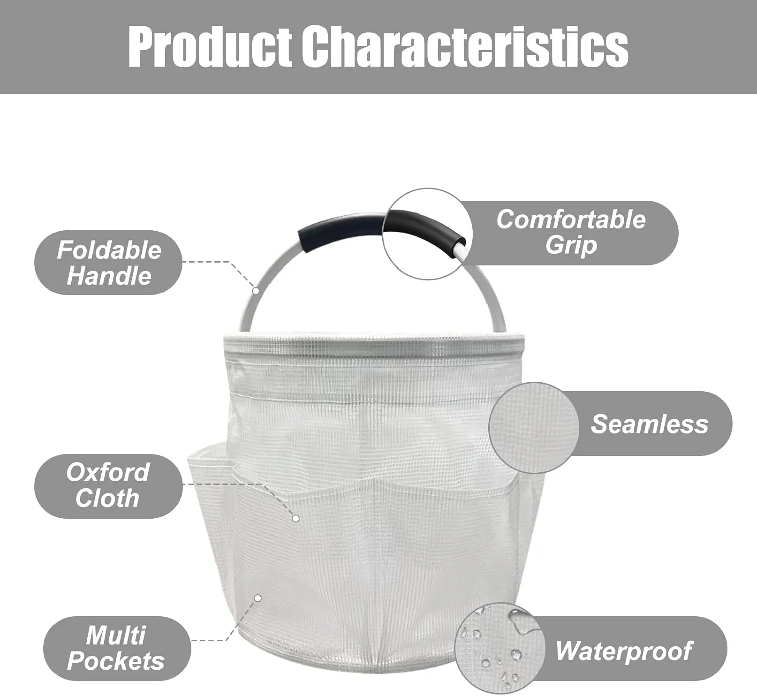Qivine 17L Cleaning Caddy with Handle, Cleaning Supply Caddy Foldable Cleaning Caddy Cleaning Products Organizers Portable Cleaning Bucket Organiser for Storing Towels (Clear)
