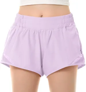 QooNoo Girls Athletic Shorts with Zipper Pocket Lightweight Elastic Waist Running Shorts for Teen Girls Kids Active Sports