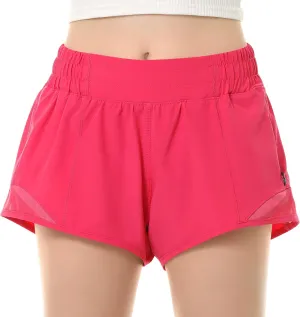 QooNoo Girls Athletic Shorts with Zipper Pocket Lightweight Elastic Waist Running Shorts for Teen Girls Kids Active Sports
