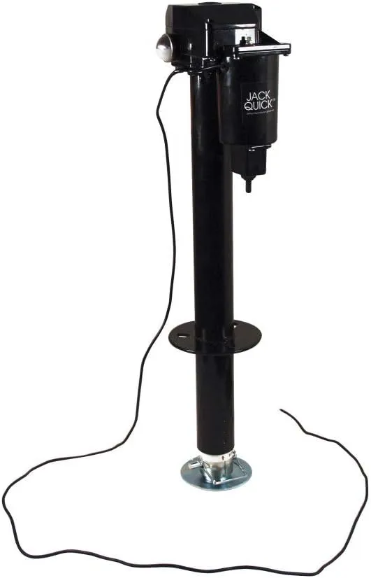 Quick Products JQ-3000 Power A-Frame Electric Tongue Jack with LED Work Light and Permanent Ground Wiring for Camper Trailer, RV, Ice House - 3,250 lbs. Lift Capacity