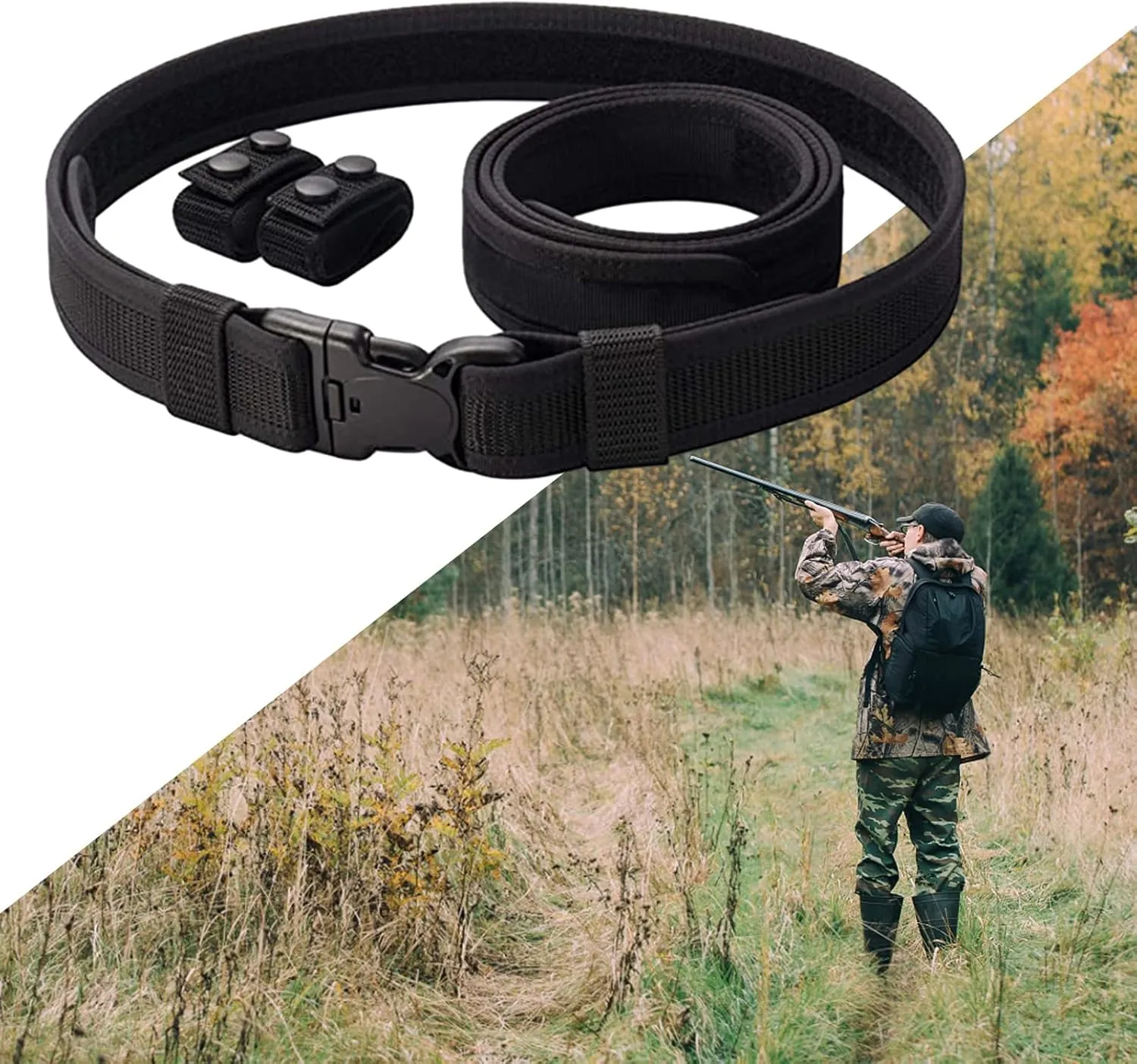 Quick Release Waist Belt Double Layer Outdoor Belt Work Nylon Hiking Belt with Heavy Duty Buckle for Hunting