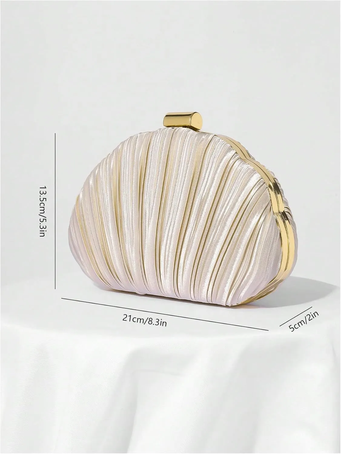 QWINEE Women's Shell Shaped Clutch Purse Ruched Mini Crossbody Bag Elegant Evening Handbag with Chain Strap