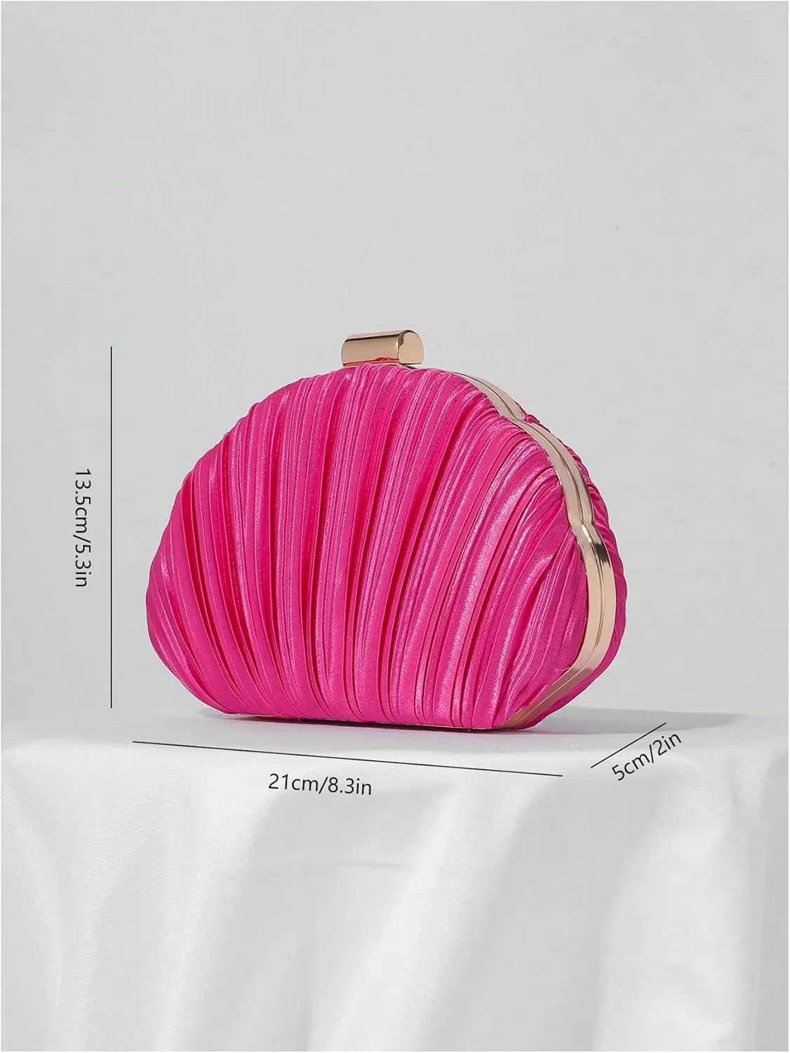 QWINEE Women's Shell Shaped Clutch Purse Ruched Mini Crossbody Bag Elegant Evening Handbag with Chain Strap