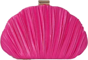 QWINEE Women's Shell Shaped Clutch Purse Ruched Mini Crossbody Bag Elegant Evening Handbag with Chain Strap