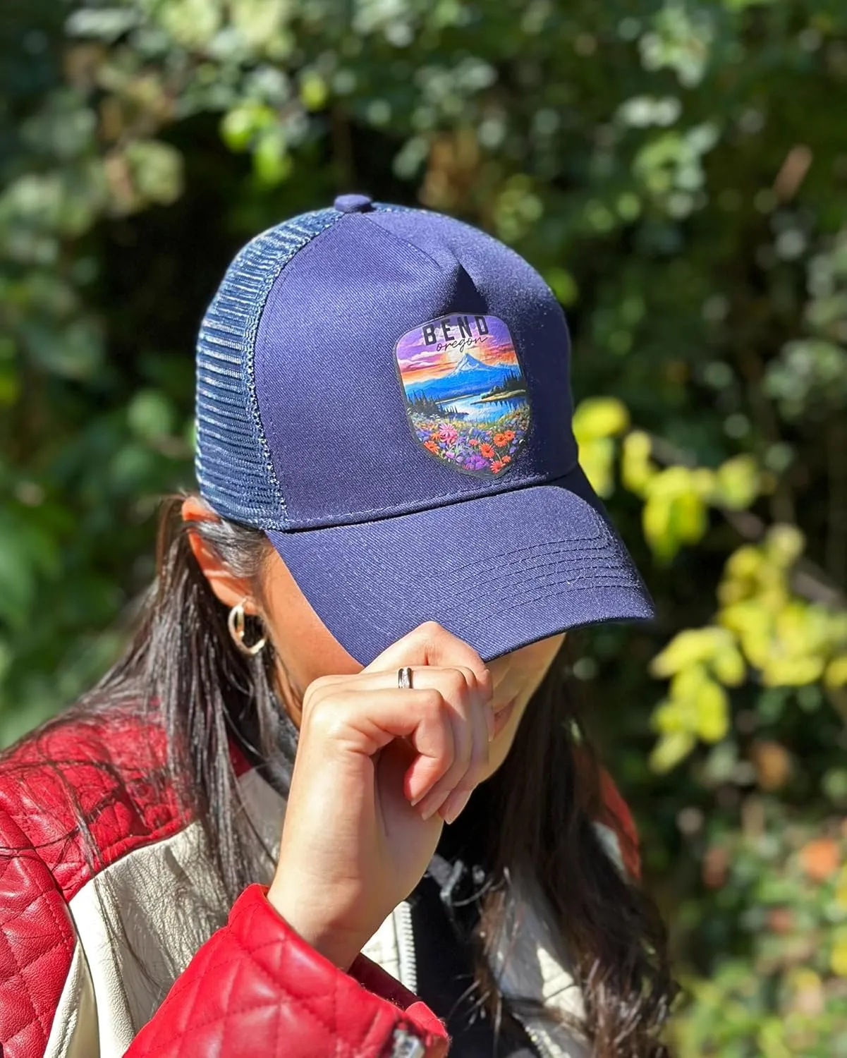 R and R Imports Galveston Texas Pleasure Pier Design Parent Row Cream Unisex Mesh Back Trucker Hat with Adjustable Snapback