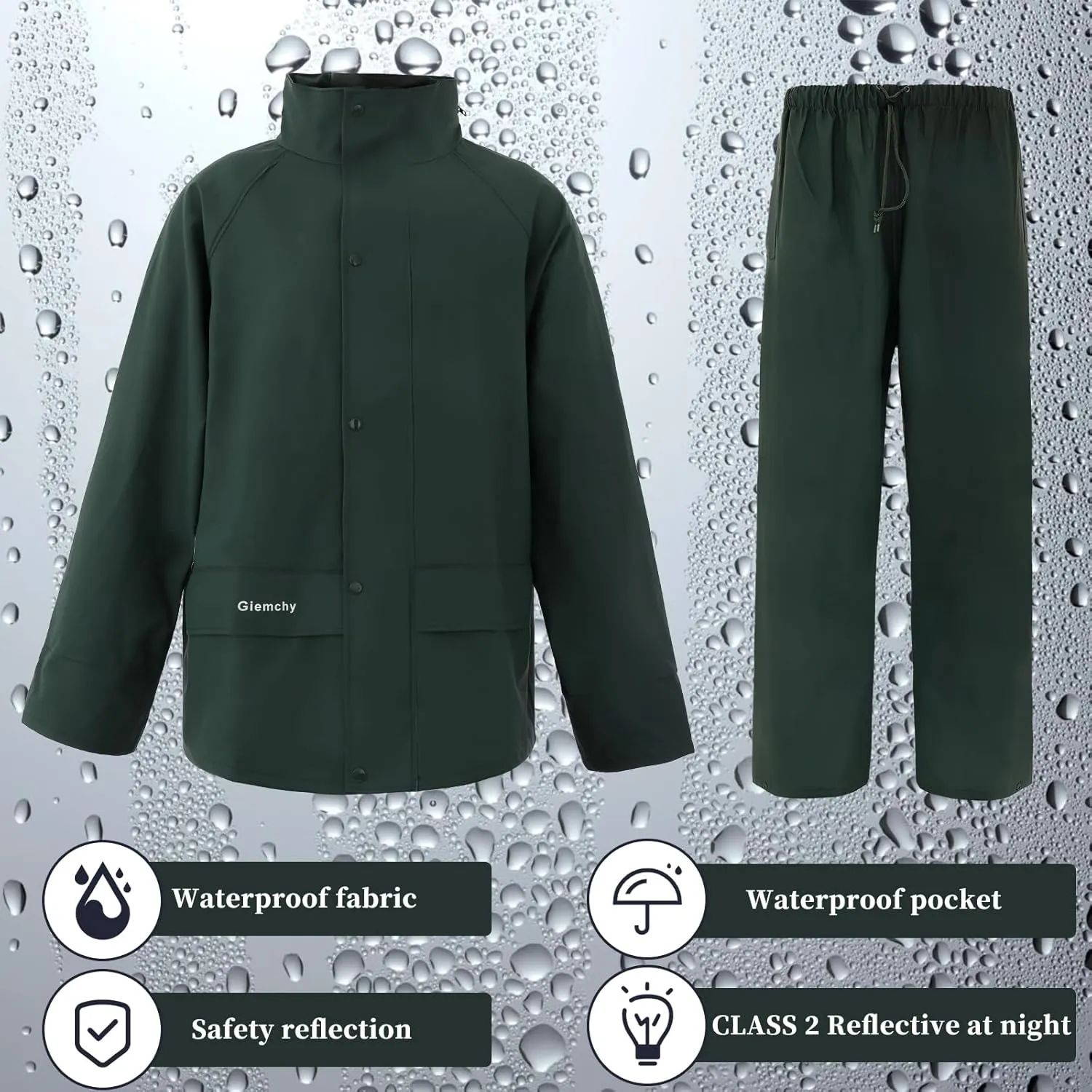 Rain Suit For Men & Women Waterproof Heavy Duty Rain Gear Outdoor Work Fishing Jacket & Trouser Breathable Raincoats