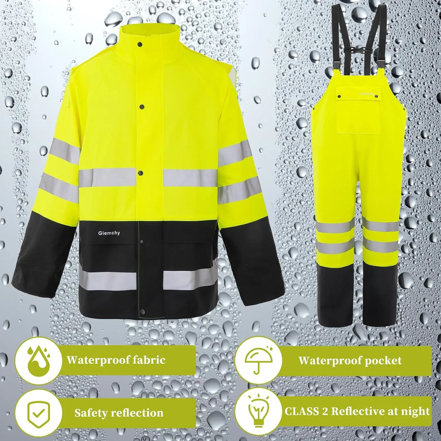 Rain Suit For Men & Women Waterproof Heavy Duty Rain Gear Outdoor Work Fishing Jacket & Trouser Breathable Raincoats