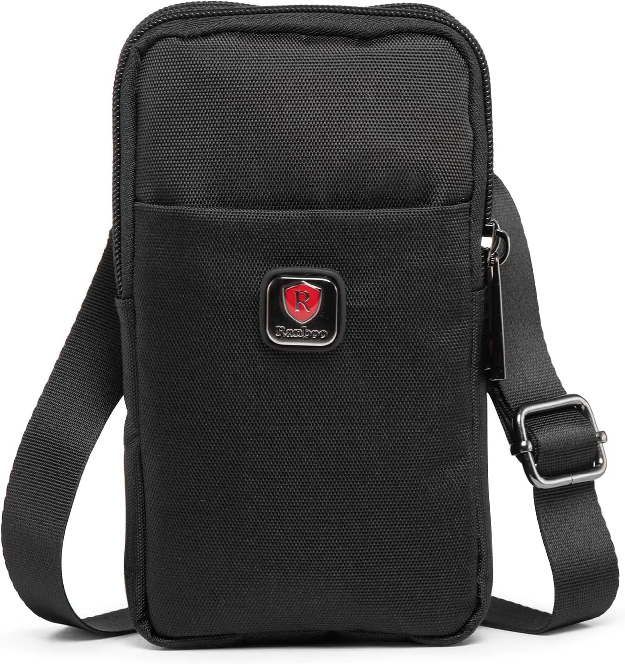 Ranboo Nylon Phone Holster for Men Belt, Fits for iPhone 16 Pro Max 15 Pro Max 14 Pro Max 13 Pro Max 12 Pro Max 11 XR Pouch Case with Belt Clip Loop Cell Phone Holder Arm Bag Crossbody Purse (Black)