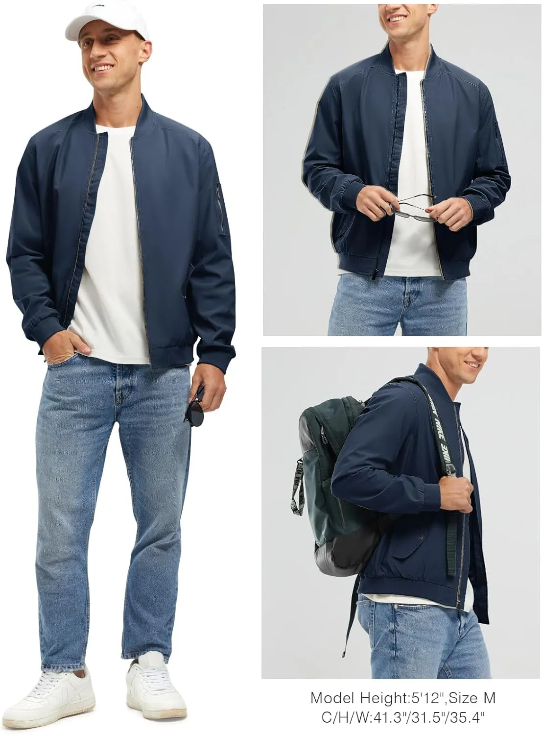 Rdruko Men's Lightweight Bomber Jacket Causal Fashion Stylish Windbreaker Light Jacket