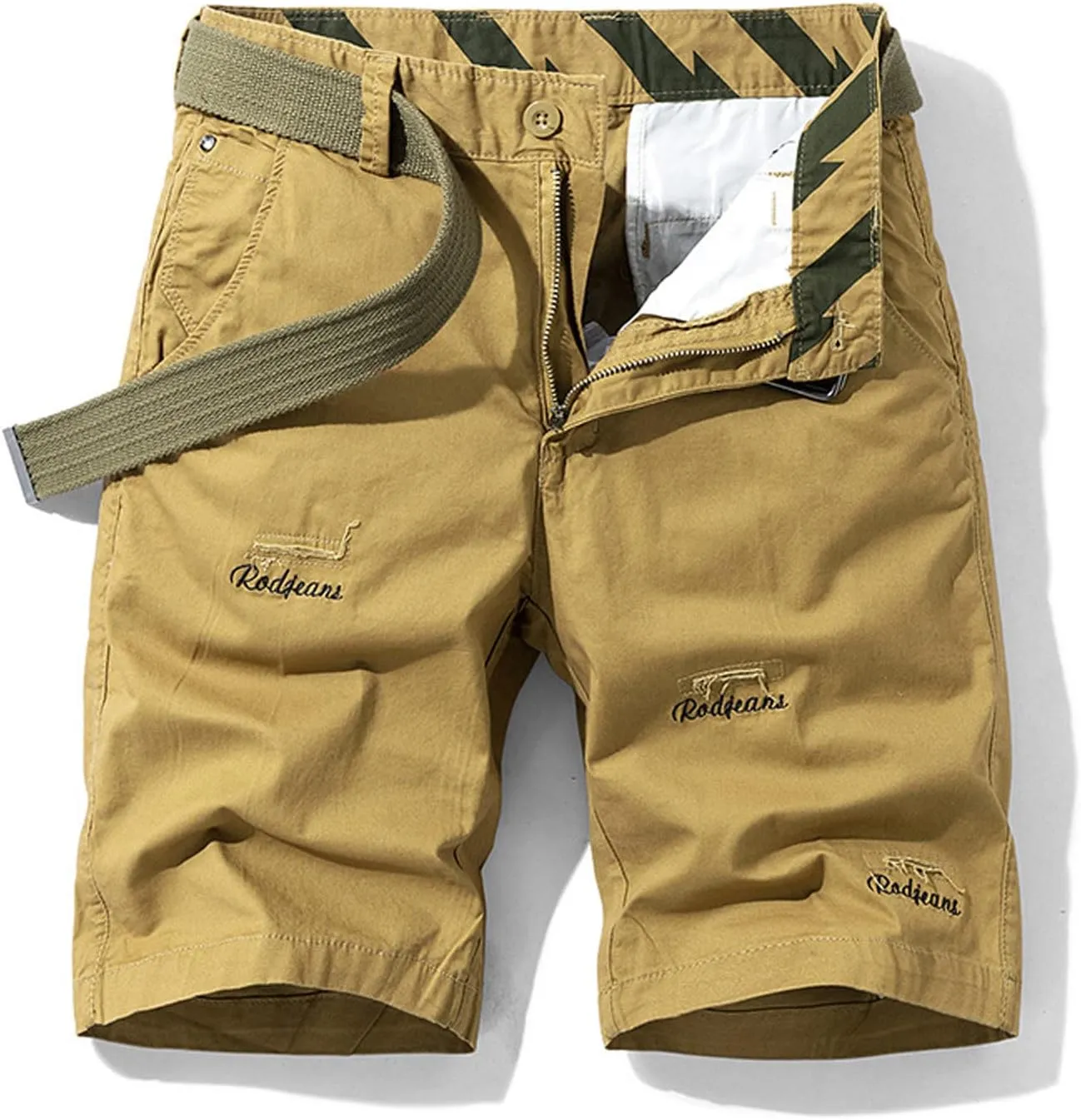 Red Shorts for Men 2023 Stylish Buckle Zipper Utility Cargo Shorts with Pockets Outdoor Sport Tooling Shorts
