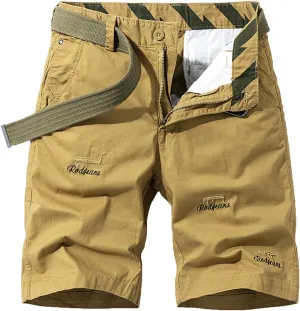 Red Shorts for Men 2023 Stylish Buckle Zipper Utility Cargo Shorts with Pockets Outdoor Sport Tooling Shorts