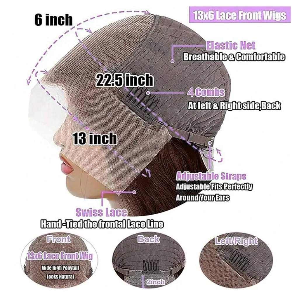 Reddish Brown Lace Front Wigs Human Hair 13x6 Body Wave Lace Front Wig 180% Density 33# Lace Frontal Wigs Human Hair Pre Plucked with Baby Hair for Women Auburn Brown Human Hair 32 Inch