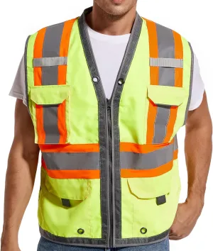 Reflective Safety Vest for Men and Women - Class 2 High Visibility Construction Vest - Dual Tone Reflective Strips