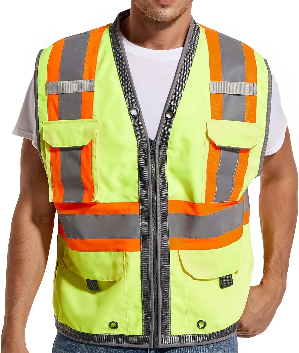 Reflective Safety Vest for Men and Women - Class 2 High Visibility Construction Vest - Dual Tone Reflective Strips
