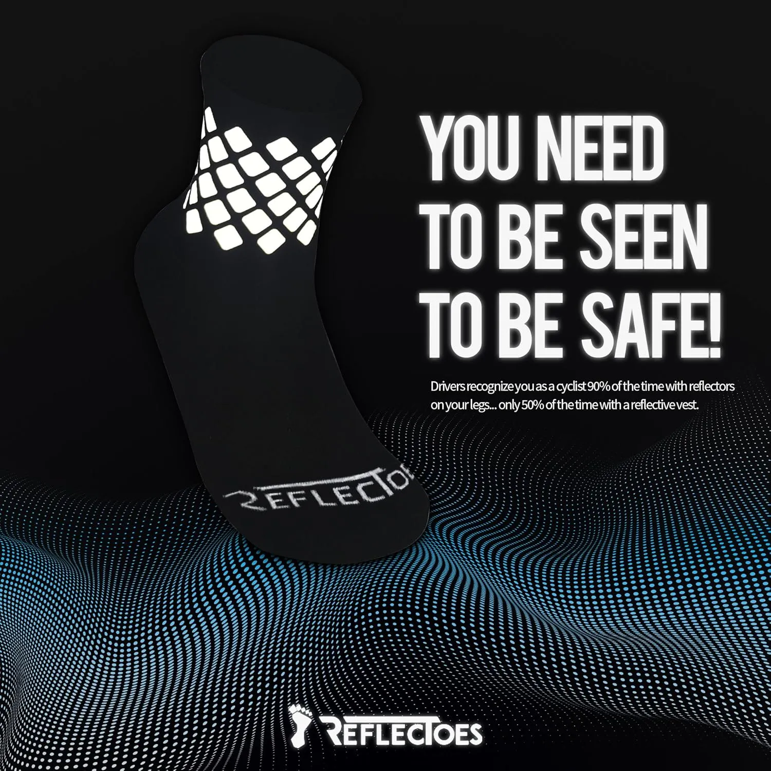 Reflective Socks - High Visibility Cycling and Running Socks for Night Runners, Bikers, and Outdoor Athletes