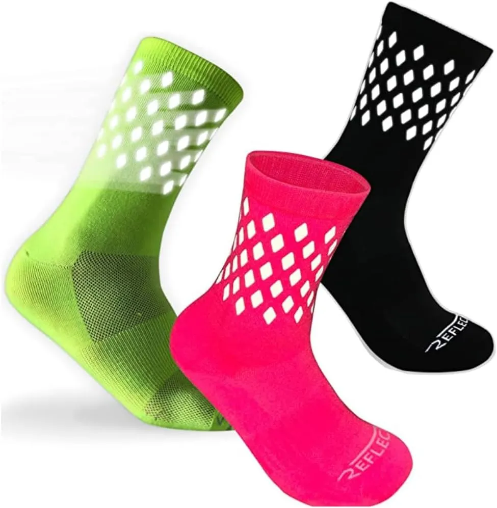 Reflective Socks - High Visibility Cycling and Running Socks for Night Runners, Bikers, and Outdoor Athletes