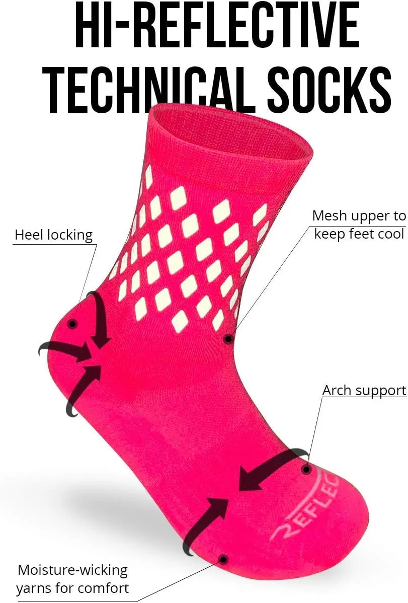 Reflective Socks - High Visibility Cycling and Running Socks for Night Runners, Bikers, and Outdoor Athletes