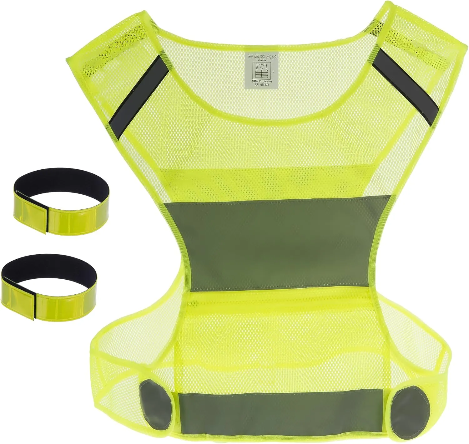 Reflective Vest for Cycling and Running Gear Including Two Safety Reflector Bands (High Visibility Gear for Jogging, Biking, Dog Walking and Workwear, Women and Men, Zip Pocket)