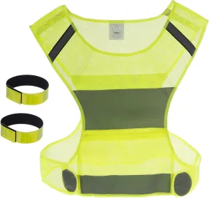 Reflective Vest for Cycling and Running Gear Including Two Safety Reflector Bands (High Visibility Gear for Jogging, Biking, Dog Walking and Workwear, Women and Men, Zip Pocket)