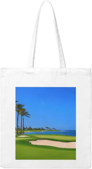 Reusable Heavy-Duty Canvas Tote Bag, Golf Course handbag 15.75x13.87 Inch, Large Eco-Friendly Shopping Tote for Travel, Gym, Gifts, Machine Washable