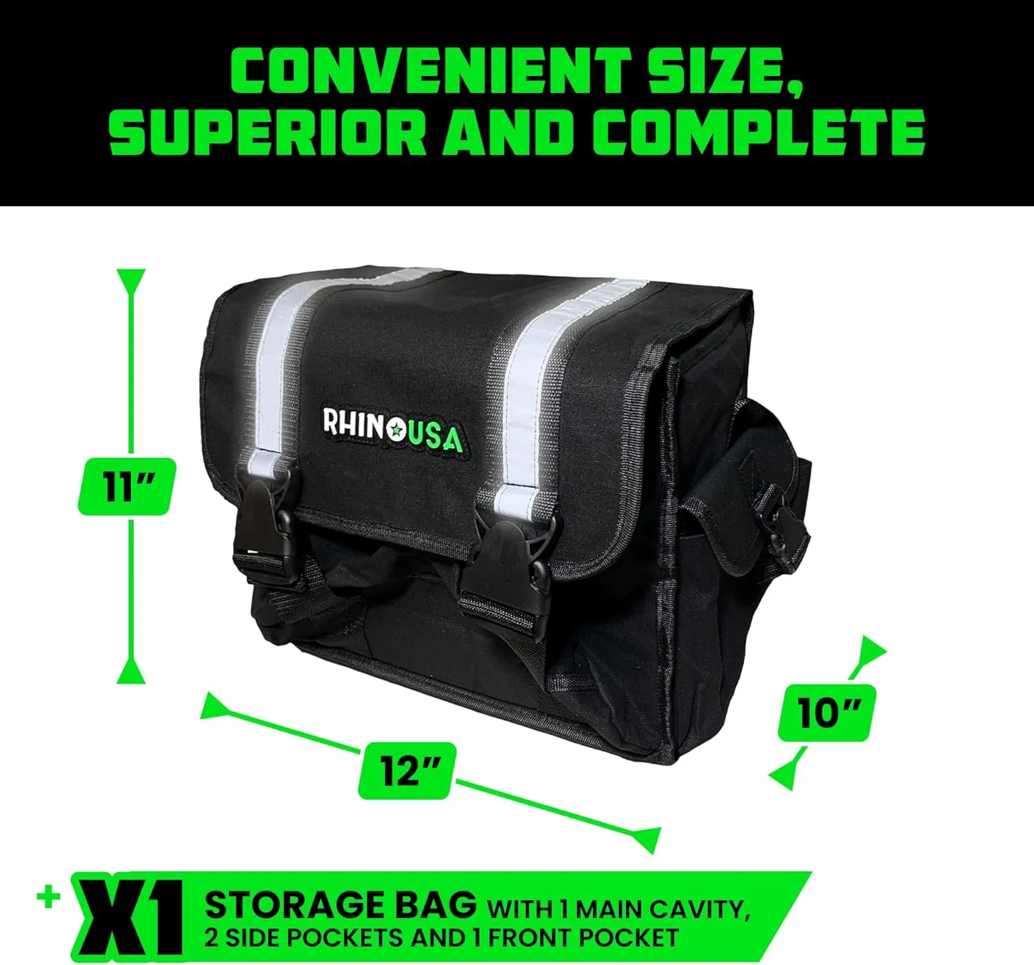 Rhino USA Recovery Gear Storage Bag - Ultimate Recovery Kit Bag for Organization in Your Vehicle - Use With Your Tow Strap, Shackles, Snatch Block or Anything You Desire - Guaranteed For Life!