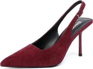 RIBONGZ Sexy Slingback Pumps Elegant Dressy Heels for Women Closed Toe Pointy High Heels Wedding Bride Prom Party Evening Shoes