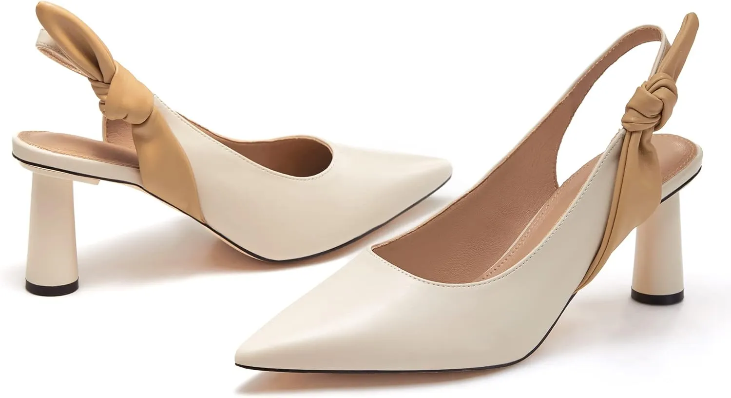 Rilista Women's Slingback Closed Pointed Toe Heels Bowknot Slip On Weding Party Dress Pumps