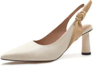Rilista Women's Slingback Closed Pointed Toe Heels Bowknot Slip On Weding Party Dress Pumps