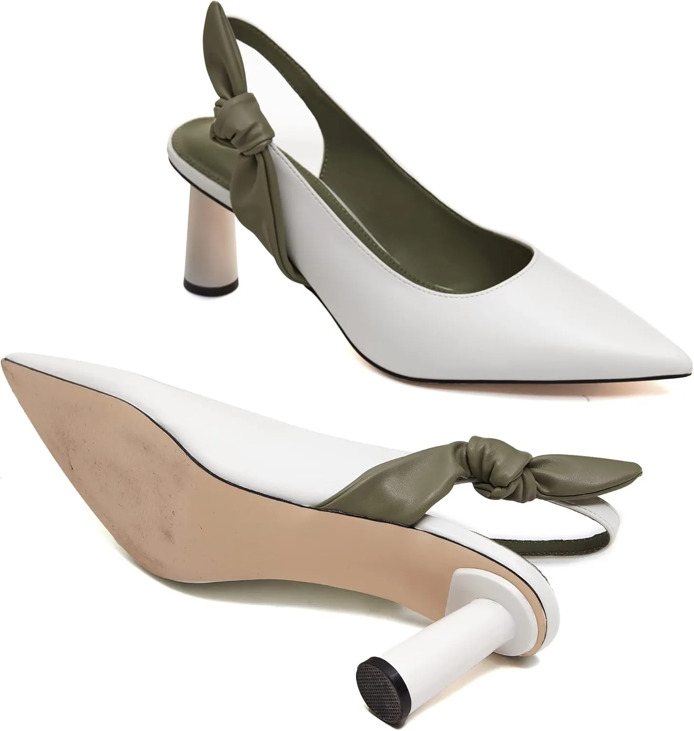 Rilista Women's Slingback Closed Pointed Toe Heels Bowknot Slip On Weding Party Dress Pumps