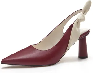 Rilista Women's Slingback Closed Pointed Toe Heels Bowknot Slip On Weding Party Dress Pumps
