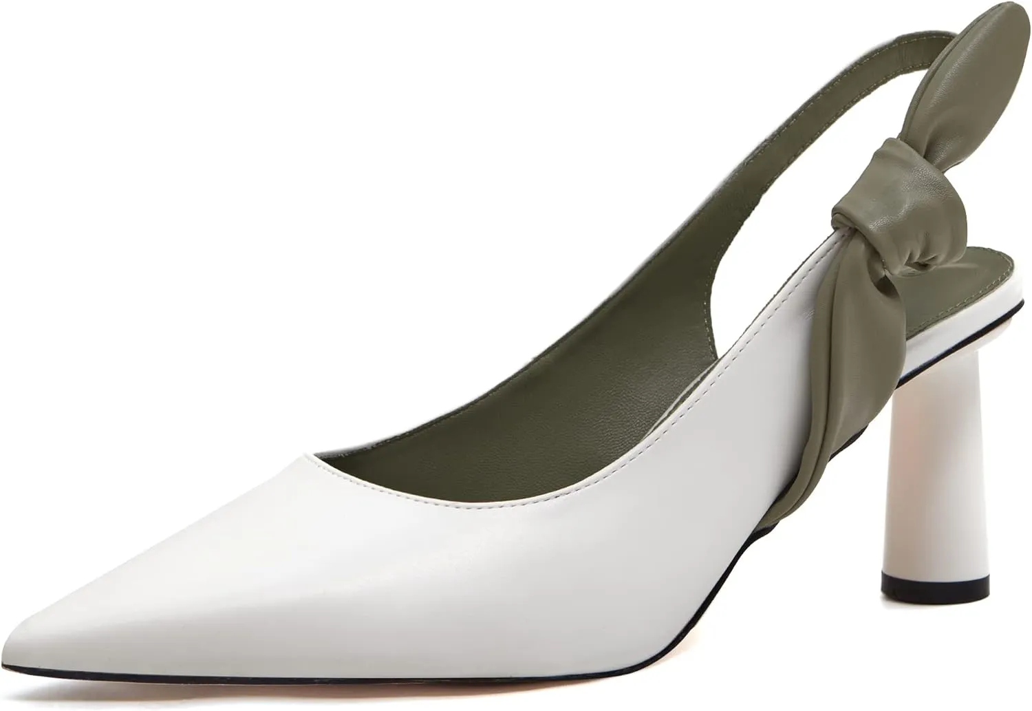 Rilista Women's Slingback Closed Pointed Toe Heels Bowknot Slip On Weding Party Dress Pumps