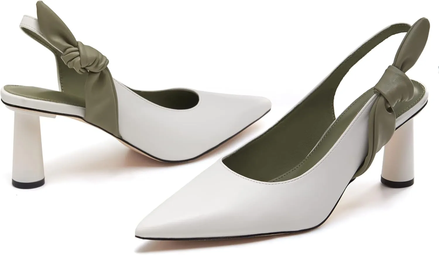 Rilista Women's Slingback Closed Pointed Toe Heels Bowknot Slip On Weding Party Dress Pumps