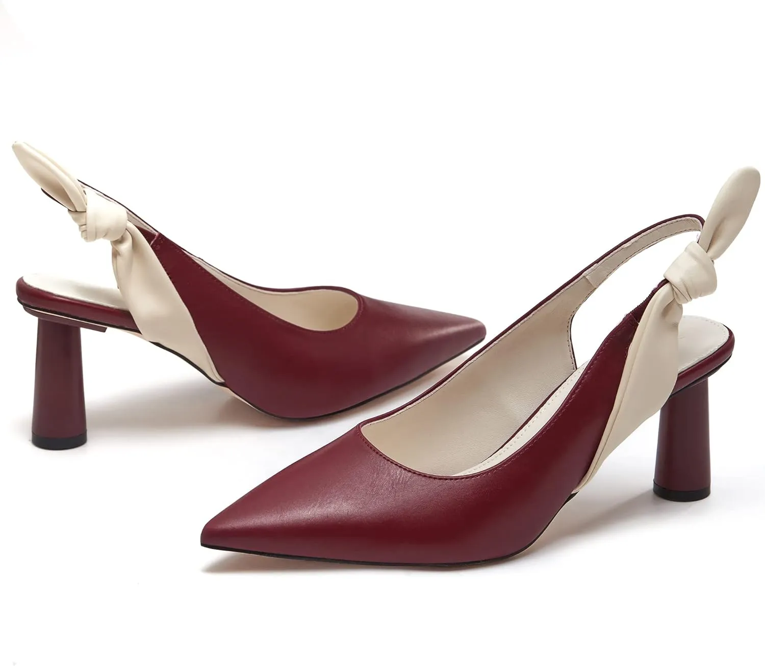Rilista Women's Slingback Closed Pointed Toe Heels Bowknot Slip On Weding Party Dress Pumps