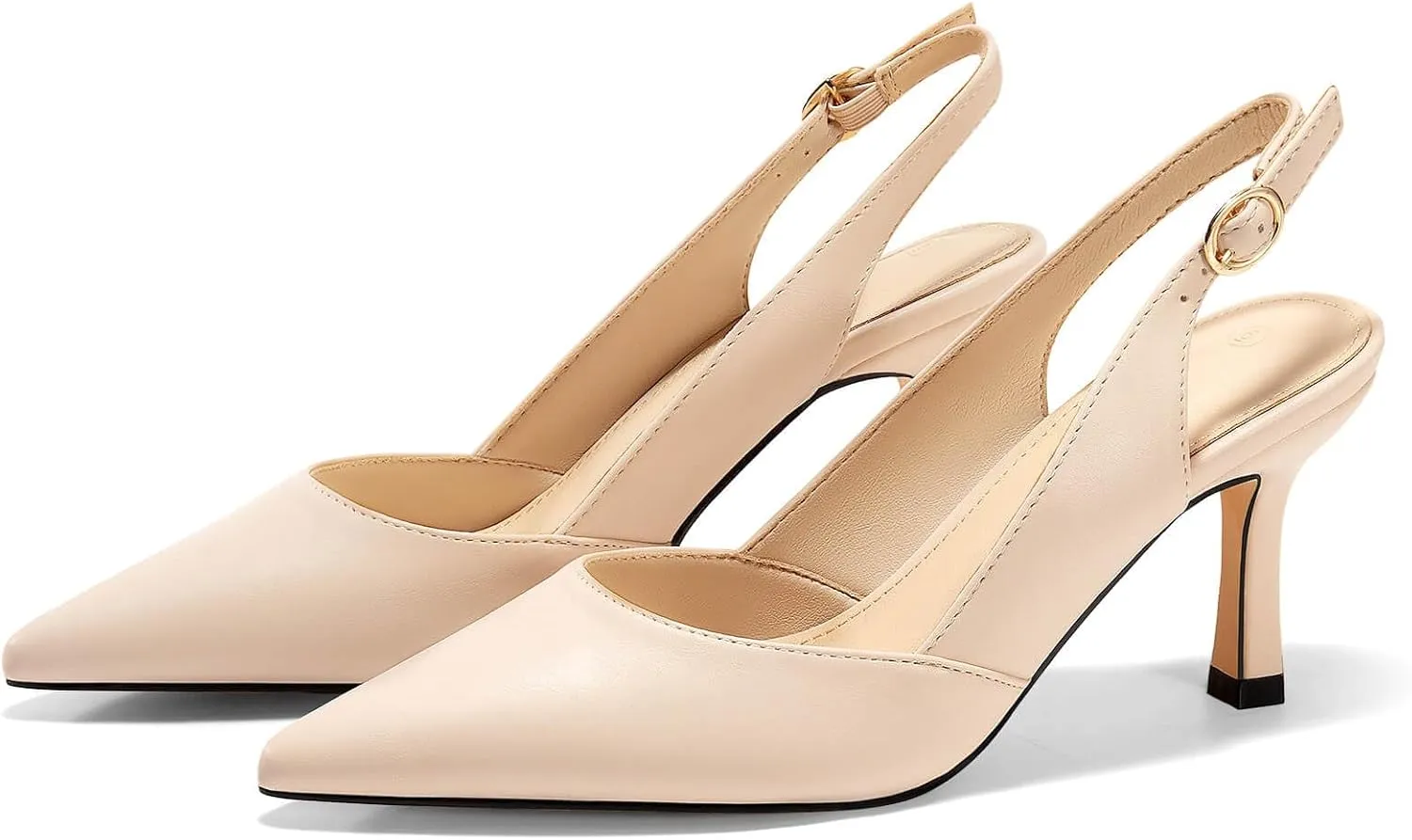 Rilista Women's Slingback Kitten Heels Closed Pointed Toe Wedding Party Dress Pumps Shoes