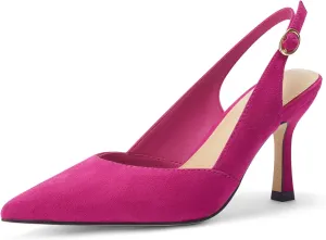 Rilista Women's Slingback Kitten Heels Closed Pointed Toe Wedding Party Dress Pumps Shoes