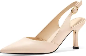 Rilista Women's Slingback Kitten Heels Closed Pointed Toe Wedding Party Dress Pumps Shoes