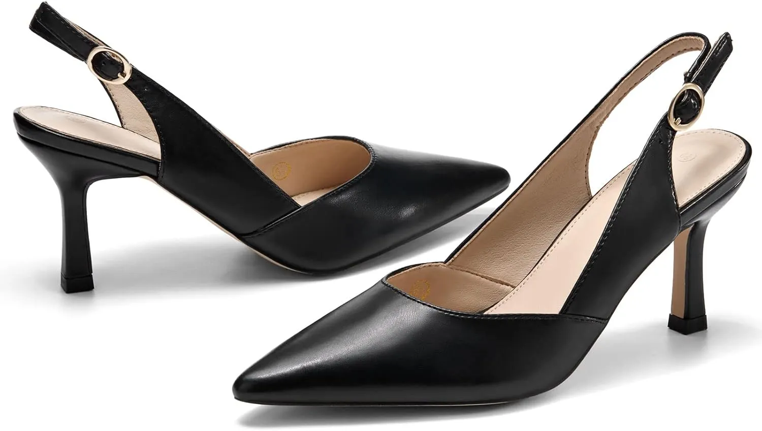 Rilista Women's Slingback Kitten Heels Closed Pointed Toe Wedding Party Dress Pumps Shoes